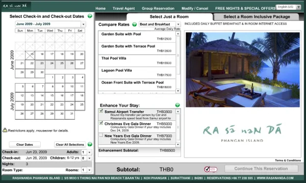 reservation ระบบจองโรงแรม rasananda สะดวกและคำนวนราคาให้เสร็จสรรพ