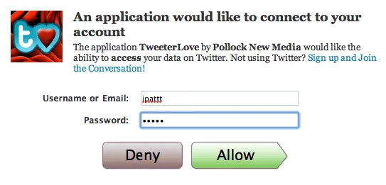 tweeterlovewall-5 หน้าต่างมาตรฐานเชื่อม API
