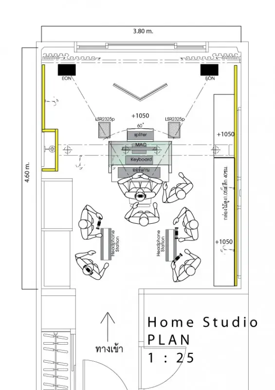 HomeStu2 Plan ห้องพักในโรงแรมดัดแปลงเป็น Home Studio ที่ร่างขึ้นหลังจากผมไปประชุมด้วยกัน