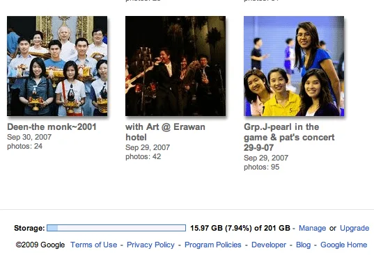 picasa-storage คลังรูป picasa ก็ได้พื้นที่เก็บเพิ่มเช่นเดียวกัน