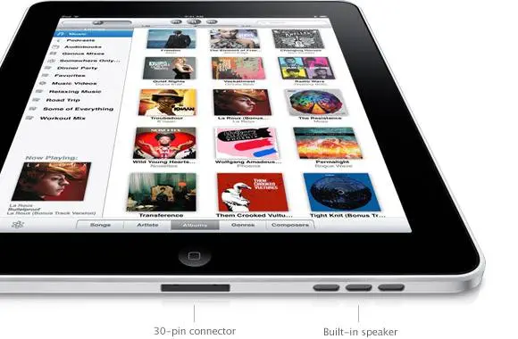 ipad-26 iPad มีช่องต่อ 30pin ที่สามารถต่อกล้อง และคีย์บอร์ดภายนอกได้ และมีลำโพงที่ดี