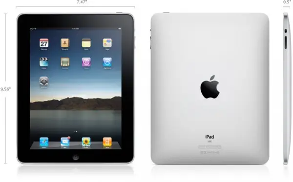 ipad-28 สูง 242.8 mm กว้าง 189.7 mm หนา 13.4 mm หนัก 0.68 กก