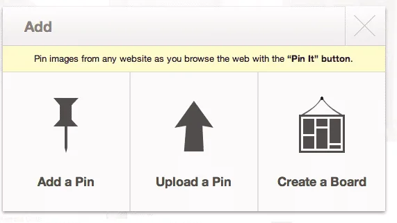 pinterest สามารถเลือกอัพโหลดเอง (กลาง) และวางลิงก์จากที่อื่น pinterest สามารถเลือกอัพโหลดเอง (กลาง) และวางลิงก์จากที่อื่น