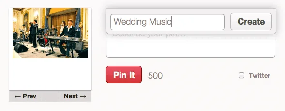 ลองใส่ชื่อ board ว่า Wedding Music ลองใส่ชื่อ board ว่า Wedding Music