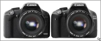 550D-500D 500D ทางซ้ายและ 550D ทางขวา ขนาดแทบจะเท่ากันเป๊ะ
