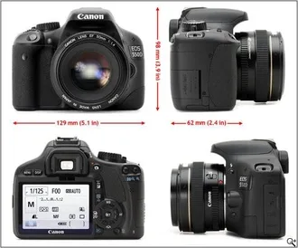 EOS550D-dimension มิติของ EOS 550D