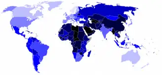 Democracyindex จัดทำในปี 2007 ยิ่งสีอ่อน ยิ่งเป็น ประชาธิปไตย Democracyindex จัดทำในปี 2007 ยิ่งสีอ่อน ยิ่งเป็น ประชาธิปไตย