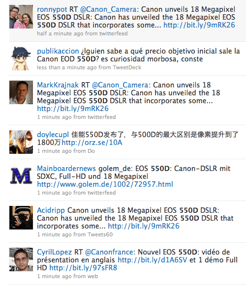 กระแส EOS 550D ใน twittter เริ่มมาแล้ว
