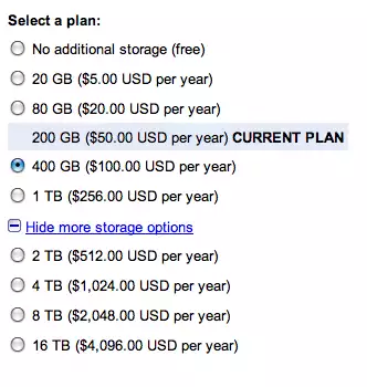 Google storage plan ใหม่