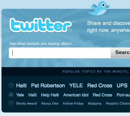 twitter trend วันนี้ขึ้น Haiti อันดับหนึ่งและมี Red Cross ด้วย