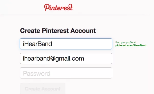 สามารถ login ด้วย twitter ก็ได้นะ เลือกชื่อ account pinterest ดูครับ อันนี้ลองใช้ iHearBand